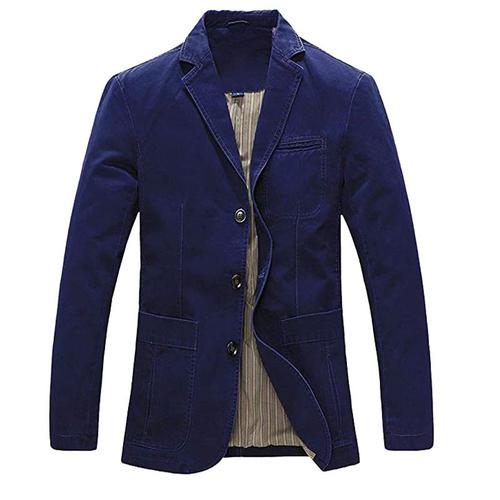 Blouson Homme Manteau Casual Coton Slim Costume Veste Jacket Trois Boutons Veston Col Revers Homme Blouson Classique -Sunny032