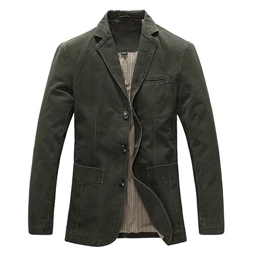 Blouson Homme Manteau Casual Coton Slim Costume Veste Jacket Trois Boutons Veston Col Revers Homme Blouson Classique -Sunny032