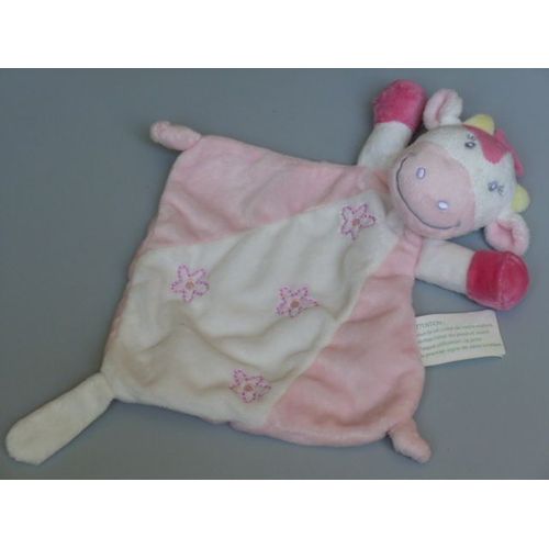 Doudou Plat Vache Rose Et Blanc Kimbaloo