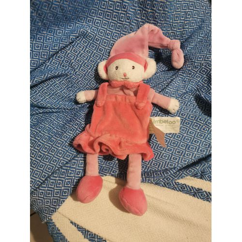 Doudou Souris Robe Rose Bonnet Plat Kimbaloo