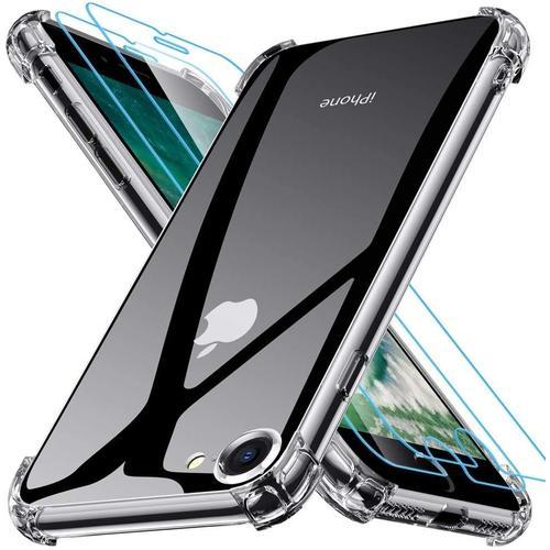 Coque Silicone Angles Renforces + Vitre Protection Ecran Pour Apple Iphone Se 2020 Little Boutik®