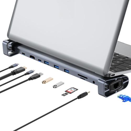 Adaptateur USB-C vers HDMI 4K avec Port USB 3.0, USB-C, PD 100W, Ethernet, Lecteur de Carte SD/TF, Hub 10 en 1 pour MacBook Air/Pro - E.F.Connection