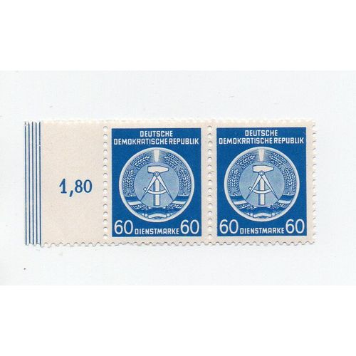 Allemagne- Lot De 2 Timbres Neufs- Service- Faciale 60- Bleu-Armoiries- N°15