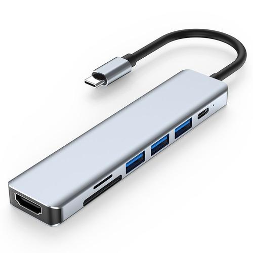 Adaptateur USB-C vers HDMI 4K avec Port USB 3.0&2.0, PD 100W, Lecteur de Carte SD/TF, Hub Adaptateur 7 en 1 pour MacBook Air/Pro - BOOLING