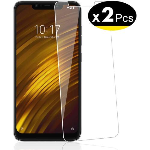 Pack De 2, Verre Trempé Pour Xiaomi Pocophone F1,Film Protection Écran - Anti Rayures - Sans Bulles D'air -Ultra Résistant (0,33mm Hd Ultra Transparent) Dureté 9h Glass