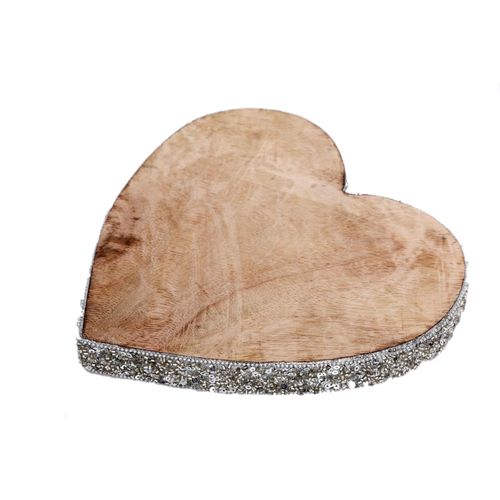 Décoration de Noël en bois Coeur Natural - Argent