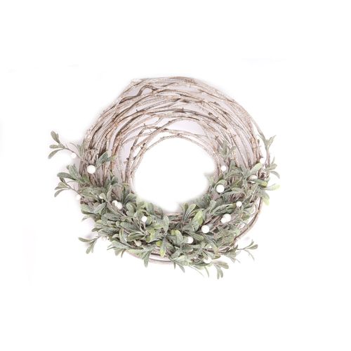 Centre de table pour bougie Noël effet branches Mistletoe - Marron