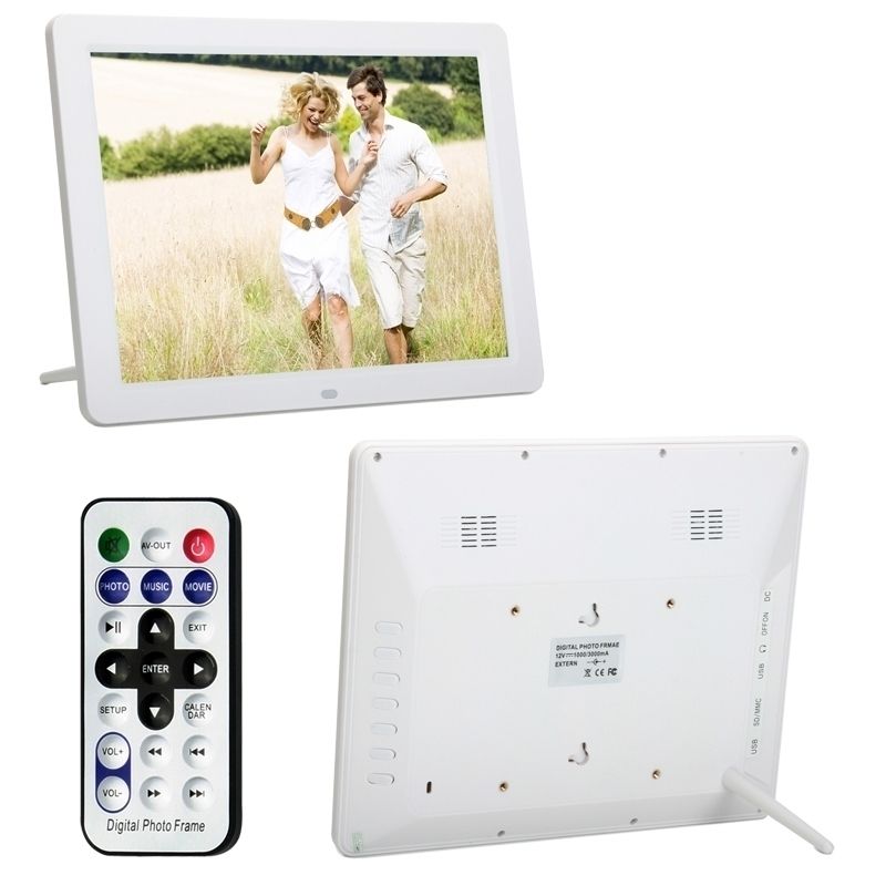 Cadre Photo Numérique 12 Pouces Tft LCD Lecteur Musique Réveil Calendrier Blanc YONIS