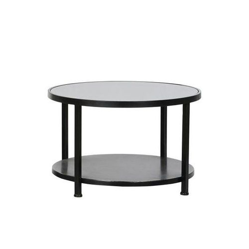 Table Basse Industrielle Ronde Noir Pm Un Plateau En Verre Fum?