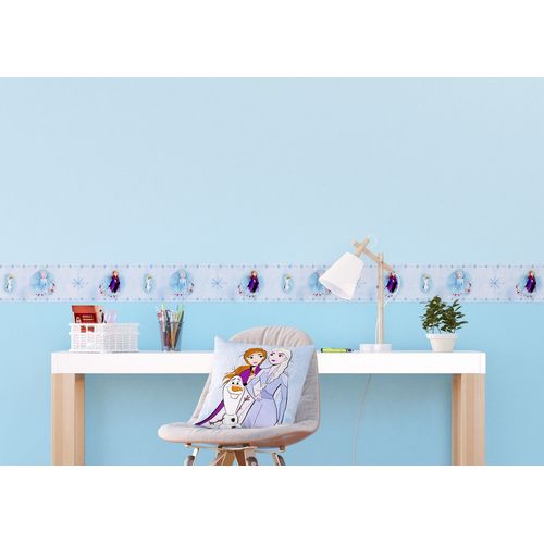 Frise auto-adhésive Disney - La Reine des Neiges 2 - modèle dessin fond bleu - 5 M x 14 CM