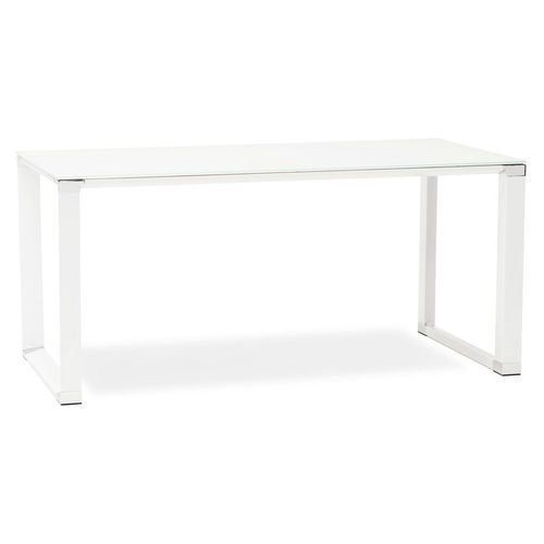 Bureau Droit Design 'xline' En Verre Blanc - 160x80 Cm