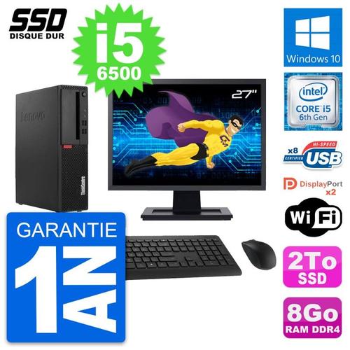 PC Lenovo M910s SFF Ecran 27" Intel Core i5-6500 RAM 8Go SSD 2To Windows 10 Wifi