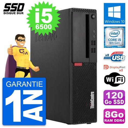 PC Lenovo ThinkCentre M910s SFF Intel i5-6500 RAM 8Go SSD 120Go Windows 10 Wifi