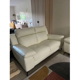 Canapé Cuir 2 Places Beige, Cuir Center (Neuf)