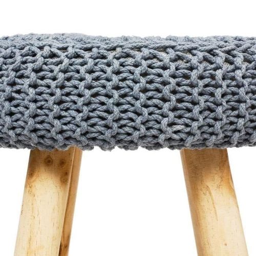 Pouf Suzette En Bois. Coton Et Polyéthylene - L. 32 X L. 32 X H. 43 Cm - Gris Foncé