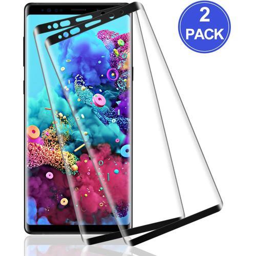 Verre Trempé Samsung Galaxy Note 9 2 Pièces, Couverture Complète Film Protection En Verre Trempé Écran Protecteur Vitre Anti-Bubble Anti-Scratch Dureté 9h Pour Samsung Note 9 Noir