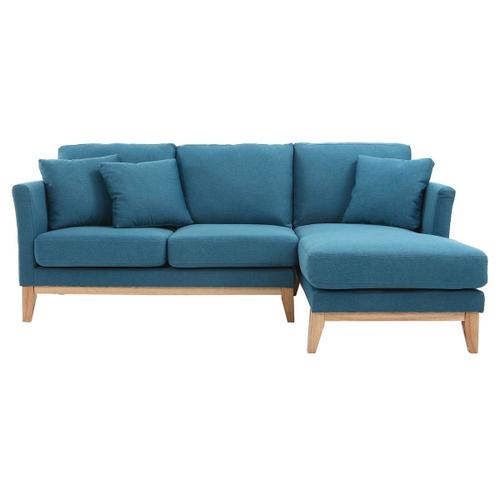 Canapé D'angle Droit Scandinave Bleu Canard Déhoussable Oslo