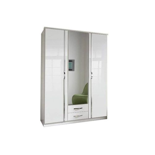 Armoire Kroos 3 Portes Miroir Blanc / Laquée Blanc Brillant