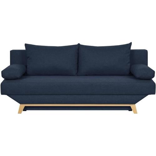 Teijo Banquette Convertible 3 Places Avec Coffre De Rangement - Tissu Bleu - L 190 X P 84 X H 92 Cm