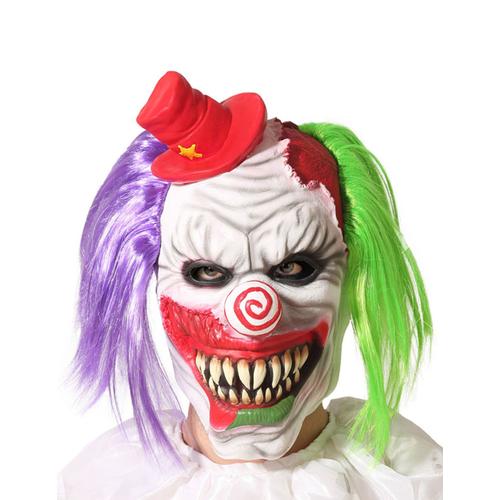 Masque Clown Aux Cheveux Bicolore Adulte