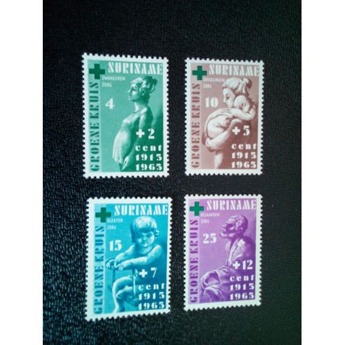 Timbre Suriname Yt 405 A 408 Séries: 50e Anniversaire De La Croix Verte 1965 ( 081004 )