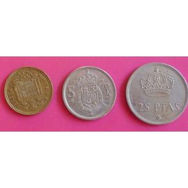 Espagne Lot De 3 Pièces De 1975 (1, 5 Et 25 Pesetas)