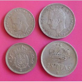 Espagne Lot De 2 Pièces De 1975 ( 5 Et 25 Pesetas)