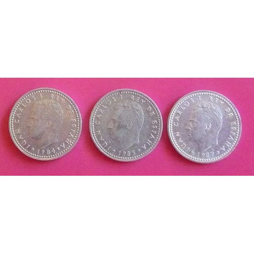 Espagne Lot De 3 Pièces De 1 Peseta De 1984 1985 1987
