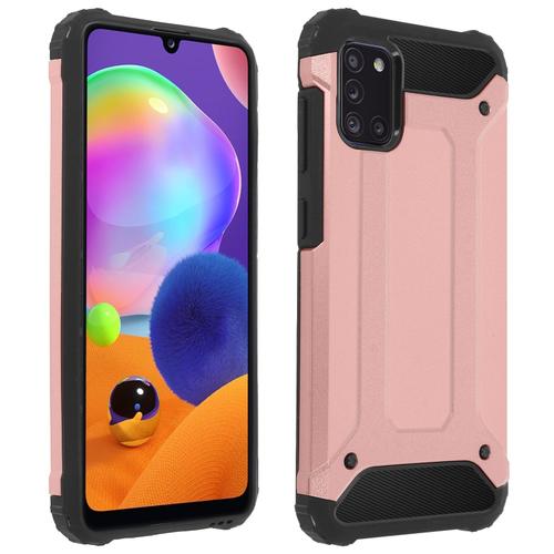 Coque Samsung Galaxy A31 Bi-Matière Design Relief Antichute Rose Gold