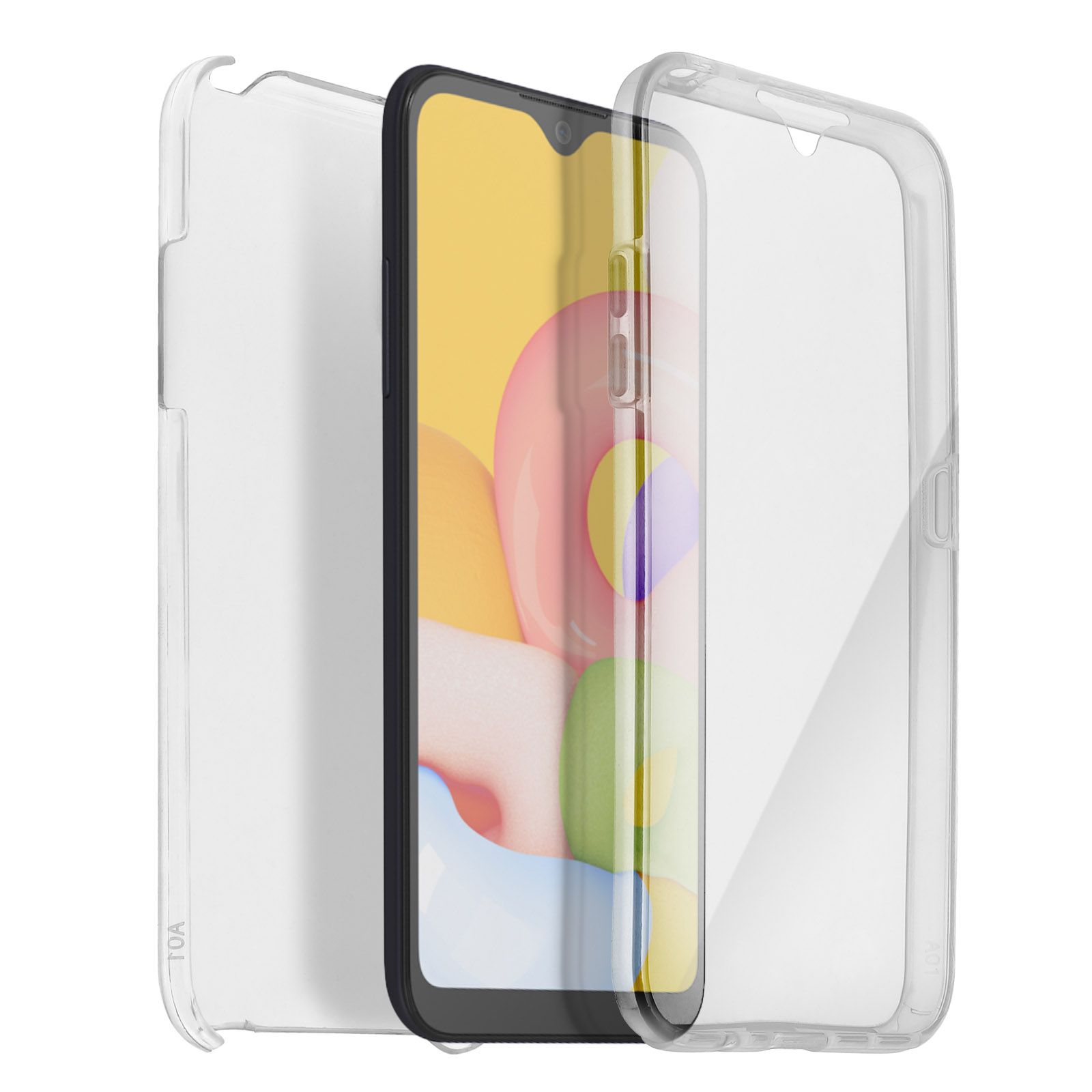 Coque Galaxy A01 Core Protection Arrière Rigide + Avant Souple Transparent