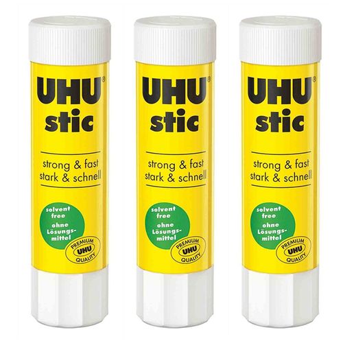 Uhu Lot De 3 Bâtons De Colle, Sans Solvants, 8,2 G, Avec Capuchon