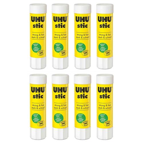 Uhu Lot De 8 Bâtons De Colle, Sans Solvants, 8,2 G, Avec Capuchon