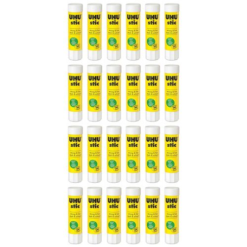 Uhu Lot De 24 Bâtons De Colle, Sans Solvants, 8,2 G, Avec Capuchon
