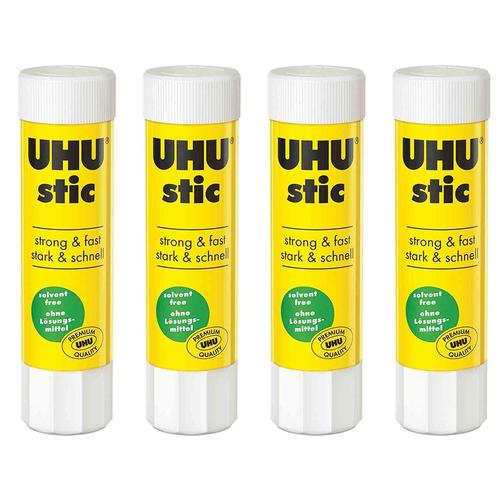 Uhu Lot De 4 Bâtons De Colle, Sans Solvants, 8,2 G, Avec Capuchon