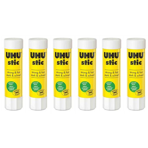 Uhu Lot De 6 Bâtons De Colle, Sans Solvants, 8,2 G, Avec Capuchon