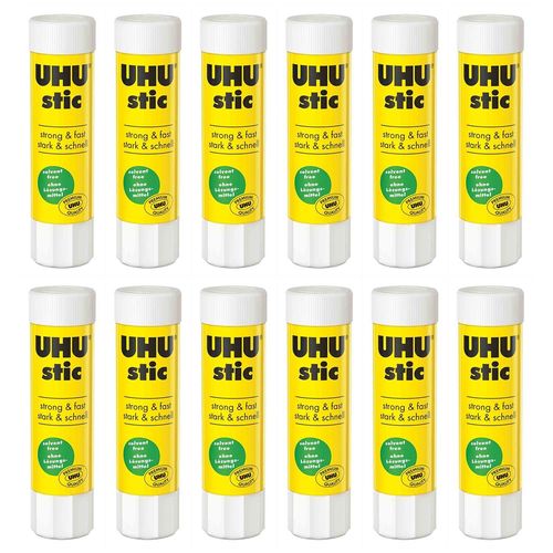 Uhu Lot De 12 Bâtons De Colle, Sans Solvants, 8,2 G, Avec Capuchon