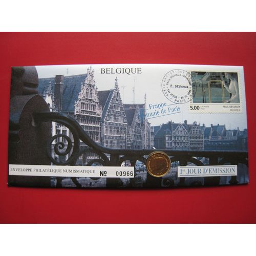 Enveloppe Philatélique/Numismatique - Belgique - Paul Delvaux - 1er Jour D'émission - Numérotée - Frappe "Baudouin-Fabiola 1992"