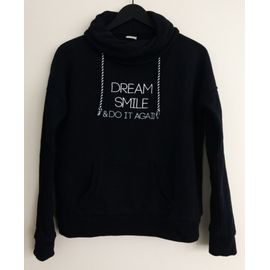 Sweat Noir. Dream Smile & Do It Again. Poche Kangourou. Pimkie. Coton. Polyester. Taille 38