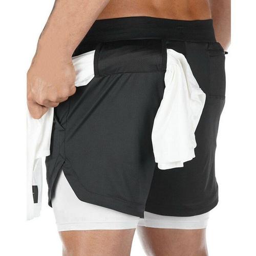 Short d'entraînement 2-en-1 pour homme Gym Running Fitness