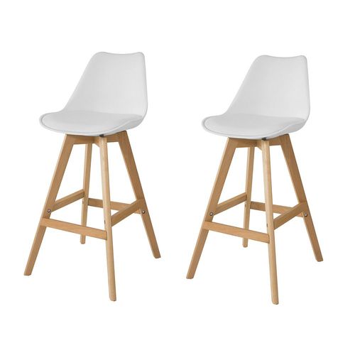 Sobuy Fst69-W X2 Lot De 2 Tabourets De Bar Cuisine Tabouret Haut De Bar Avec Dossier Et Repose-Pieds Haute Qualité