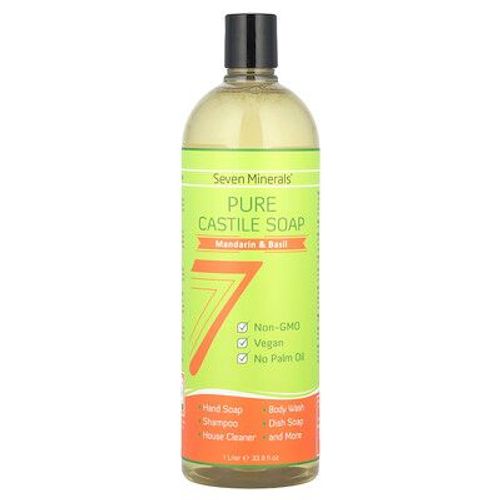 Seven Minerals Savon De Castille Pur, Mandarine Et Basilic, 1 L 