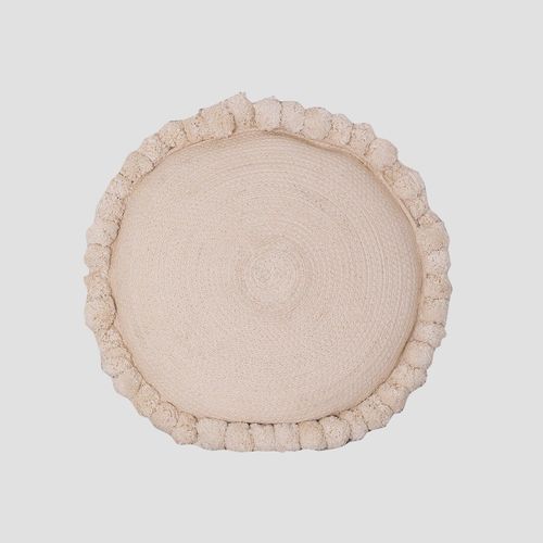 Coussin Rond En Coton Tressé Olets Beige Crème