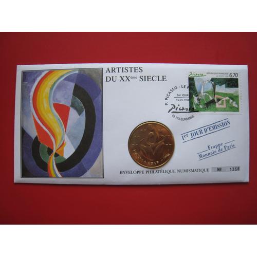 Enveloppe Philatélique/Numismatique - Artistes Du X X° Siècle - P. Picasso - R. Delaunay - L. Tcherina - 1er Jour D'émission - Numérotée - Frappe "Europe À Coeur - Euro 1997"