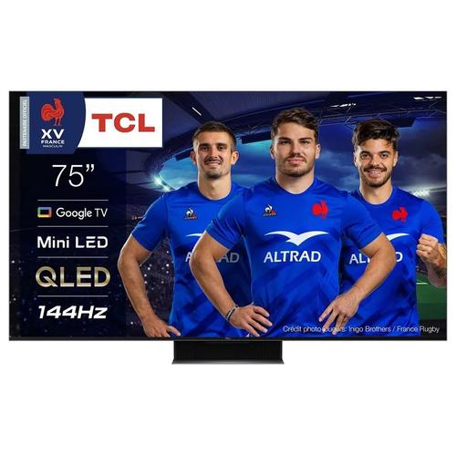 TCL 75C849 TV 75" 4K QLED MiniLED 144Hz avec Google TV et système sonore Onkyo 2.1