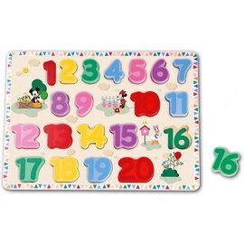 Puzzle En Bois Apprendre A Compter Disney De 1 A 20 - 20 Pieces - Puzzle Enfant A Encastrer - Mickey Et Minnie - Jeu Educatif