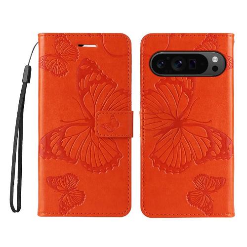 Étui Pour Google Pixel 9 Pro 5g Flip Kickband Avec Support De Fente Pour Carte Cuir Pu Couverture Antichoc Couverture Magnétique - Orange