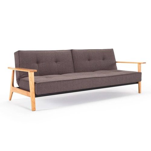 Innovation Living Canapé Lit Design Splitback Frej Convertible 115*210 Cm Accoudoirs Bois Tissu Flashtex Dark Grey