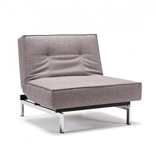 Innovation Living Fauteuil Design Splitback Chrome Convertible Lit 90*115 Cm Tissu Mixed Dance Grey