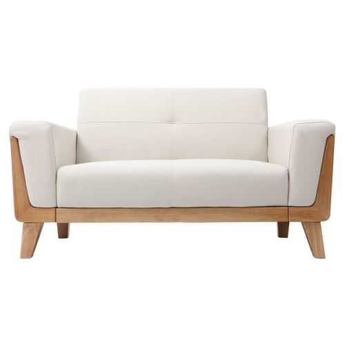 Canapé Scandinave 2 Places Blanc Cassé Pieds Bois Fjord