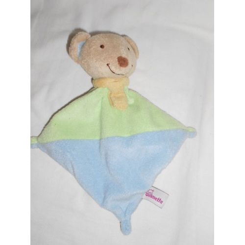 Doudou Ours Bleu Vert Triangle Losange Echarpe Jaune By Pommette Intermarche